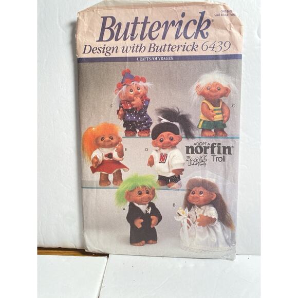 Vtg Norfin Troll Doll Clothes Butterick Pattern #6439 Bride Groom 6 Outfits - Picture 13 of 13